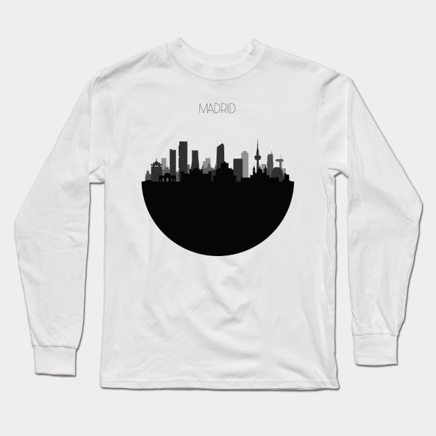 Madrid Skyline Long Sleeve T-Shirt by inspirowl